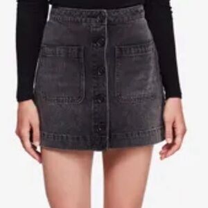 Madewell Stretch Denim A-Line Washed Charcoal Button-Front Mini Skirt